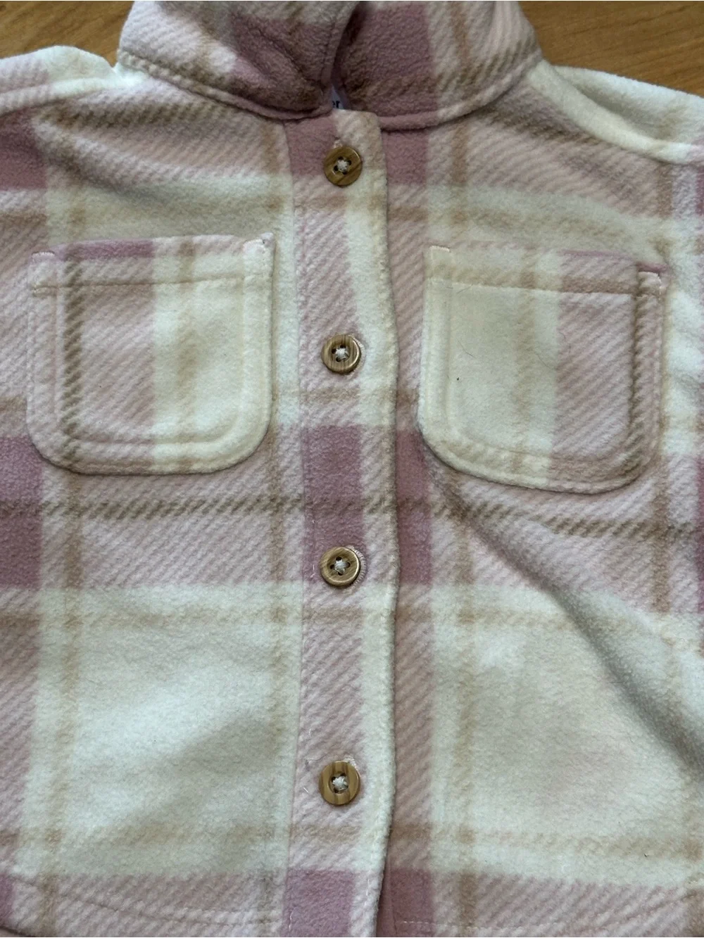 Carter's Pink & Cream Plaid Fleece Button-Up Shirt Jacket